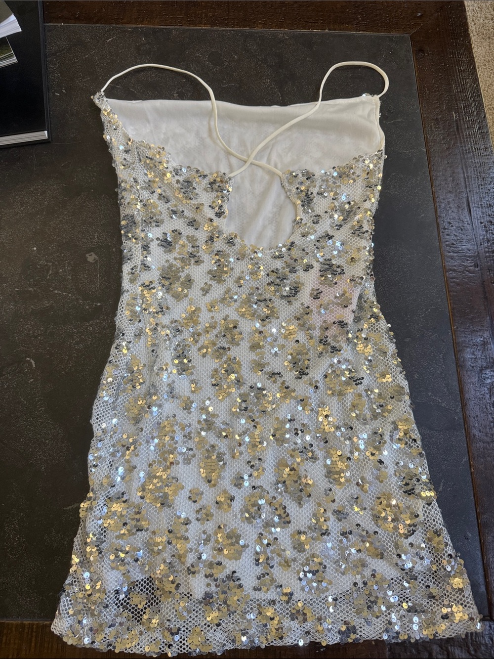Hello Molly Silver and Gold Sequin Mini Dress Size 4 NWT - Picture 4 of 4